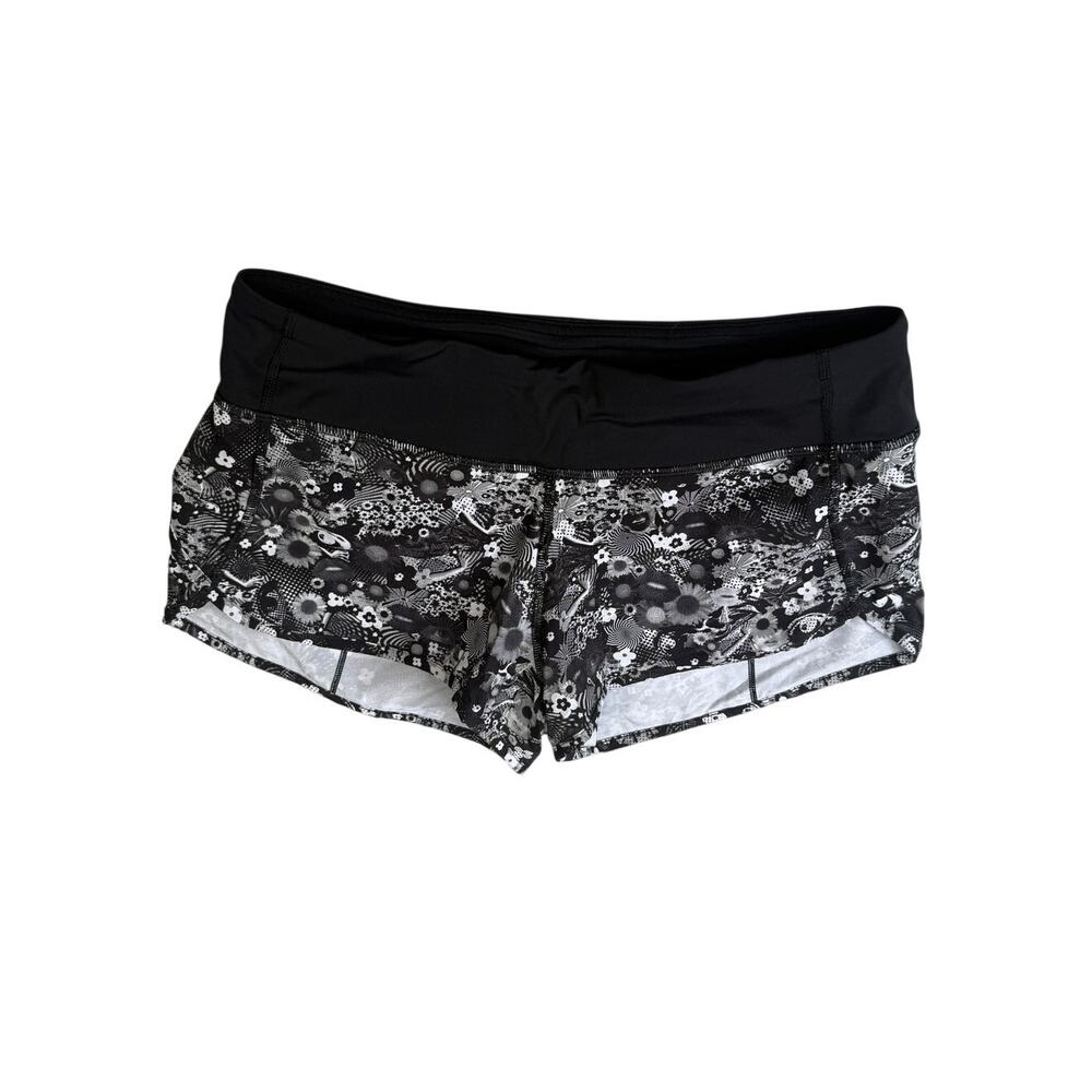 Lululemon Speed Up Shorts 2017 SeaWheeze Counter Culture Print Black 6